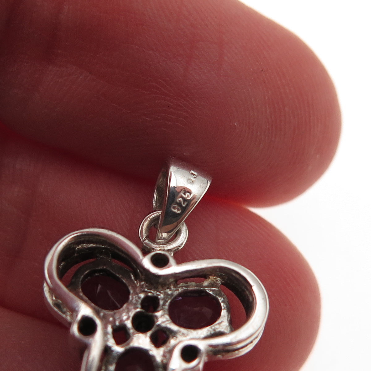 RJ Graziano 925 Sterling Silver Real Diamond & Amethyst Charm Pendant