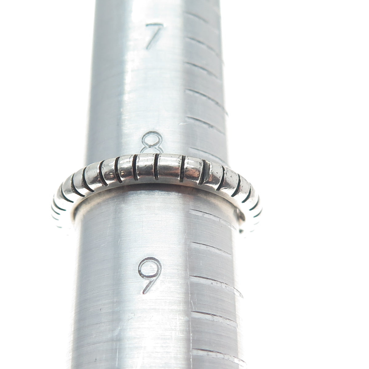 VERSANI 925 Sterling Silver Vintage Stackable Ribbed Band Ring Size 8.25