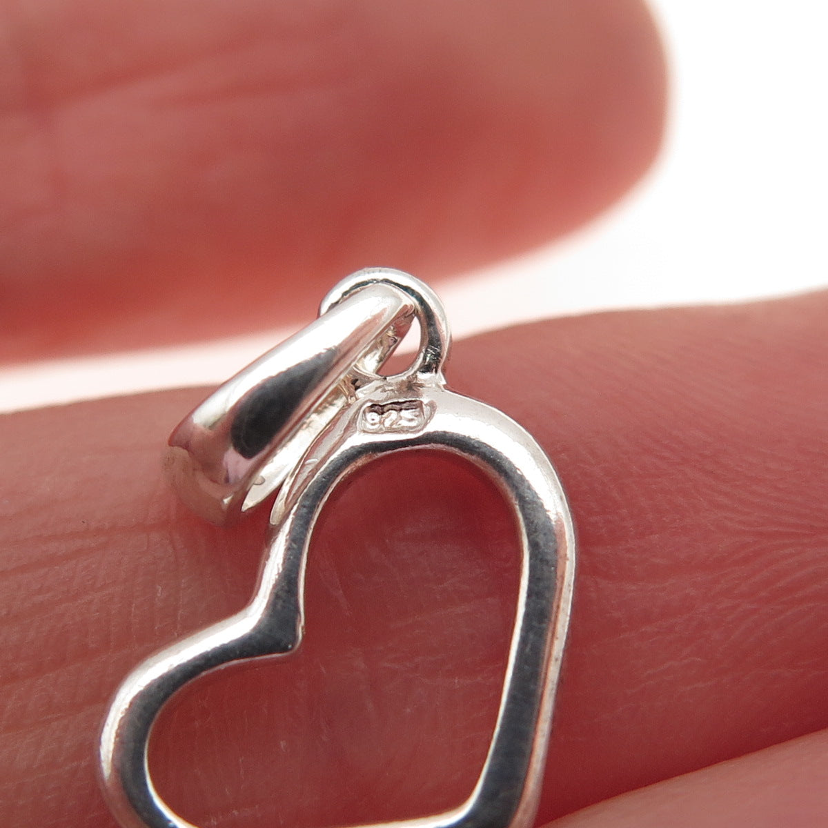 925 Sterling Silver Vintage Open Heart Mini Charm Pendant