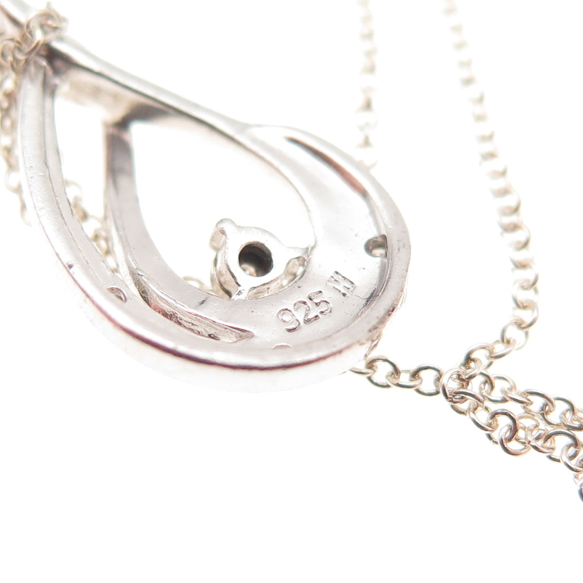 925 Sterling Silver Real Round-Cut Diamond Flame Cable Chain Necklace 18"