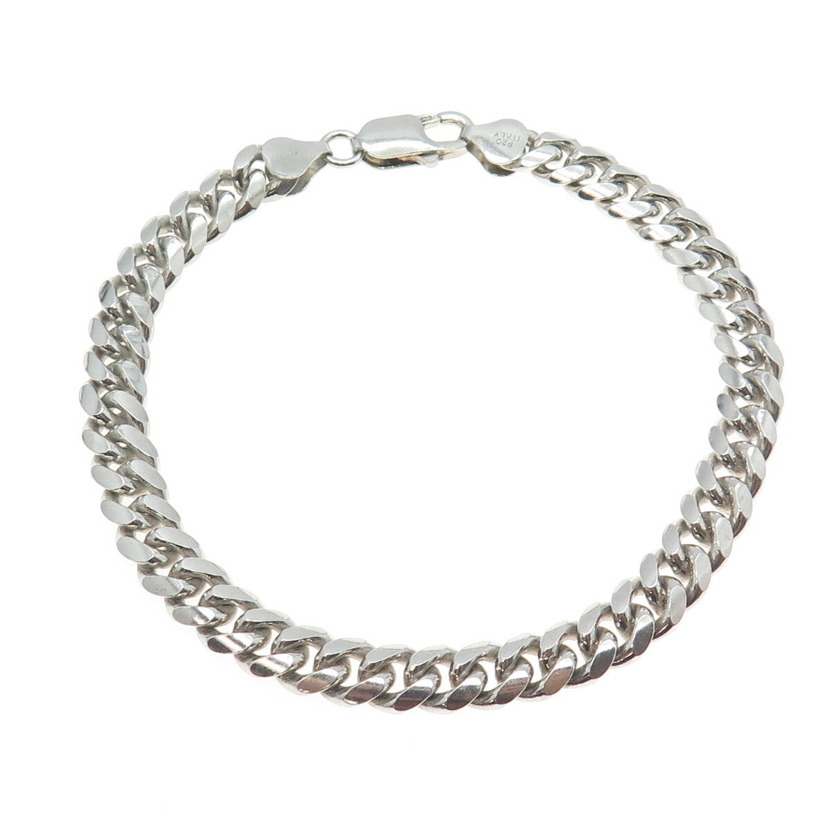925 Sterling Silver Vintage Italy Cuban Link Bracelet 8.75"