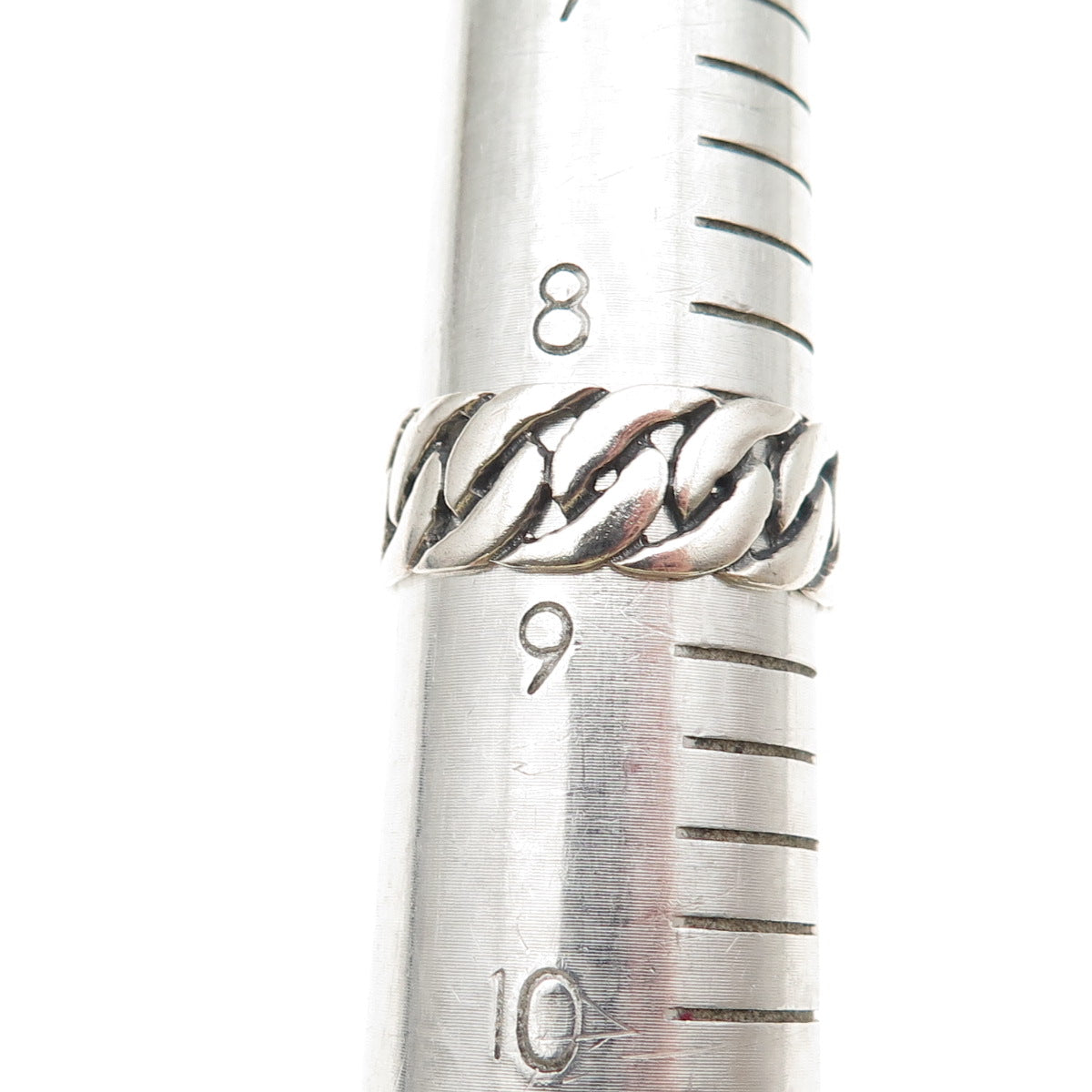 925 Sterling Silver Vintage Cuban Link Oxidized Band Ring Size 8.75