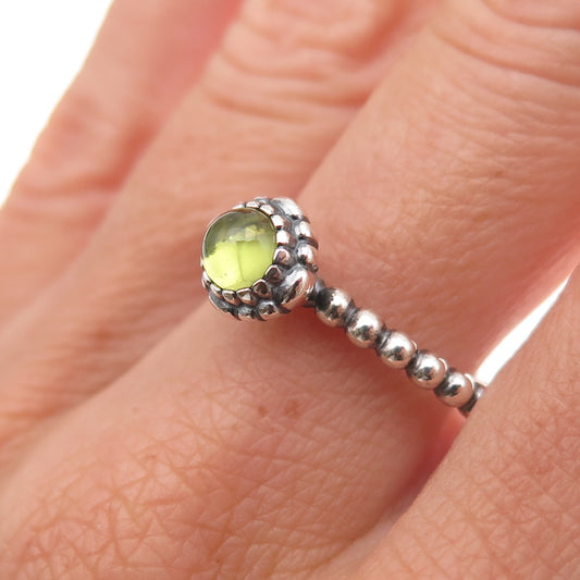 Pandora 925 Sterling Silver Real Peridot August Birthday Blooms Ring Size 8.5