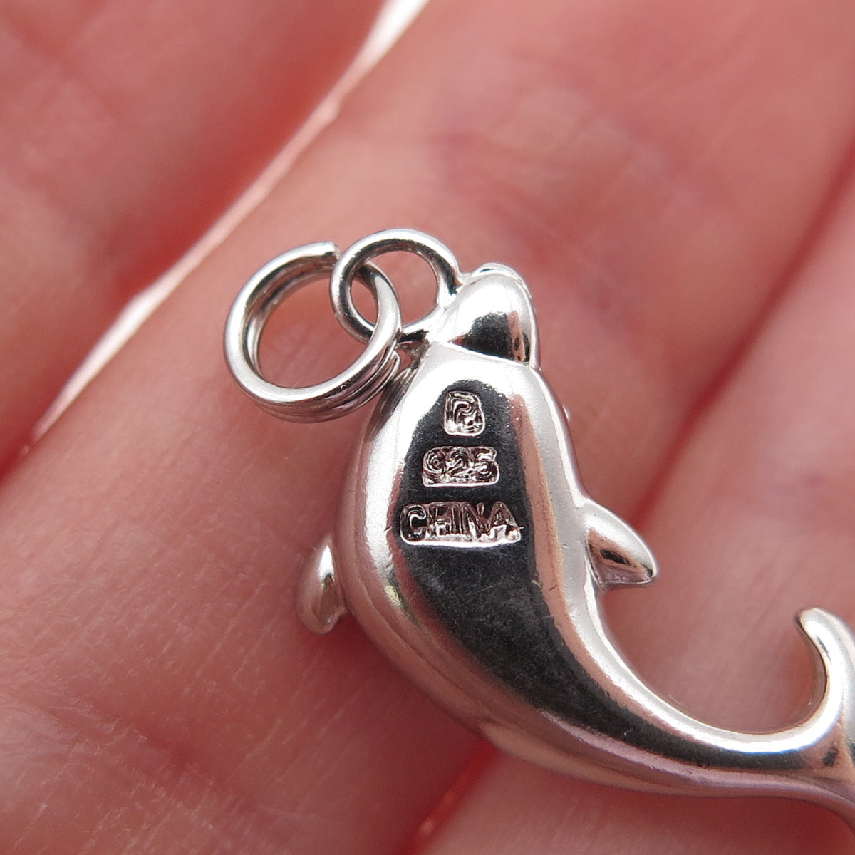 ROSS SIMONS 925 Sterling Silver Vintage Enamel Dolphin Mini Charm Pendant