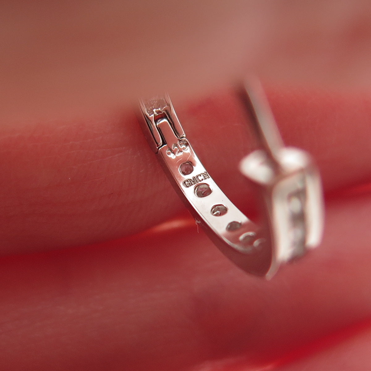 925 Sterling Silver Round-Cut C Z In & Out Hoop Earrings