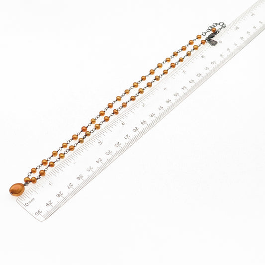 Silpada Sterling Silver Black Rhodium Vintage Real Pearl Chain Necklace 16-18"