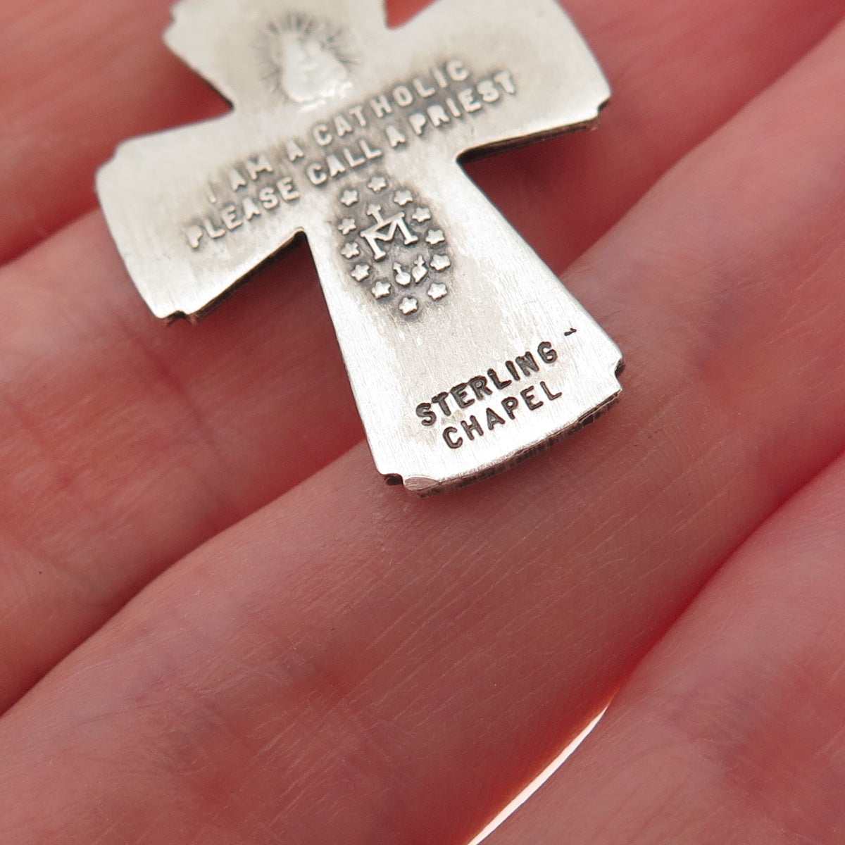 Chapel 925 Sterling Silver Antique Art Deco 4-Way Cross Catholic Charm Pendant