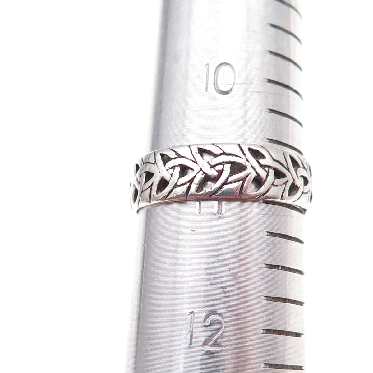 925 Sterling Silver Vintage Celtic Trinity Knot Oxidized Band Ring Size 11