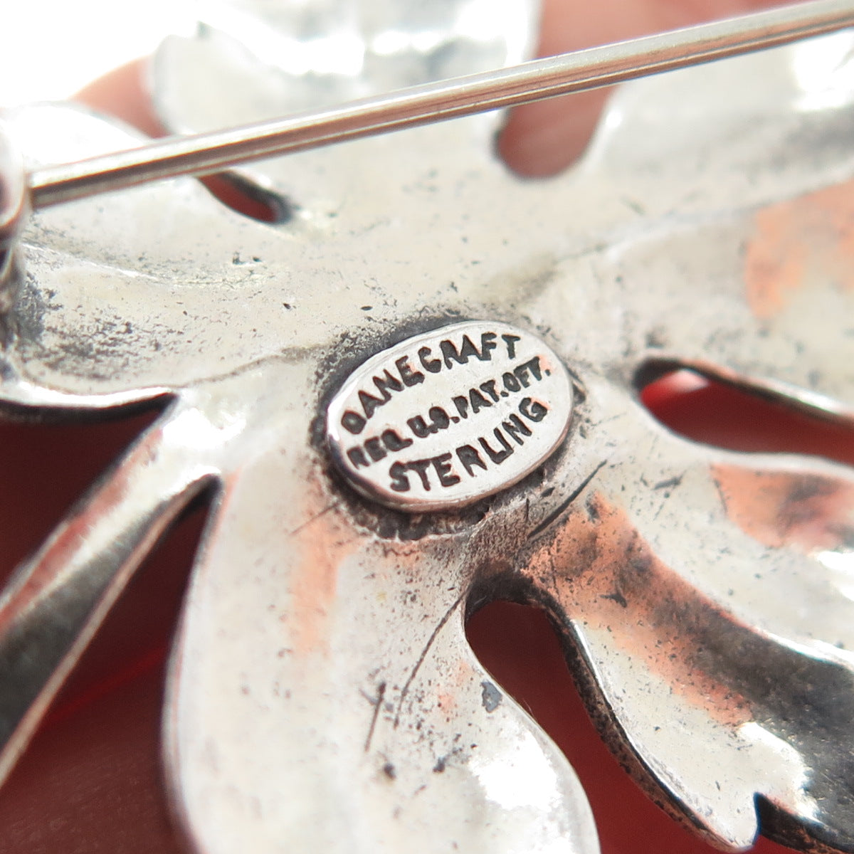 DANECRAFT 925 Sterling Silver Antique Art Deco Maple Leaf Oxidized Pin Brooch