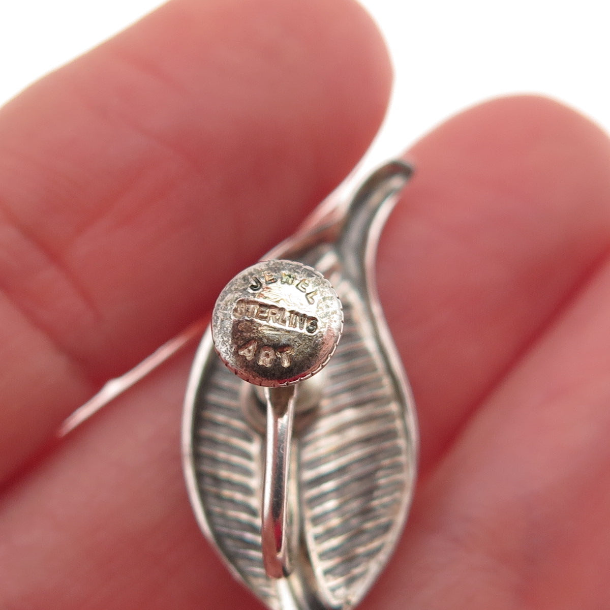 JewelArt 925 Sterling Silver Vintage Floral Leaf Oxidized Screw Back Earrings