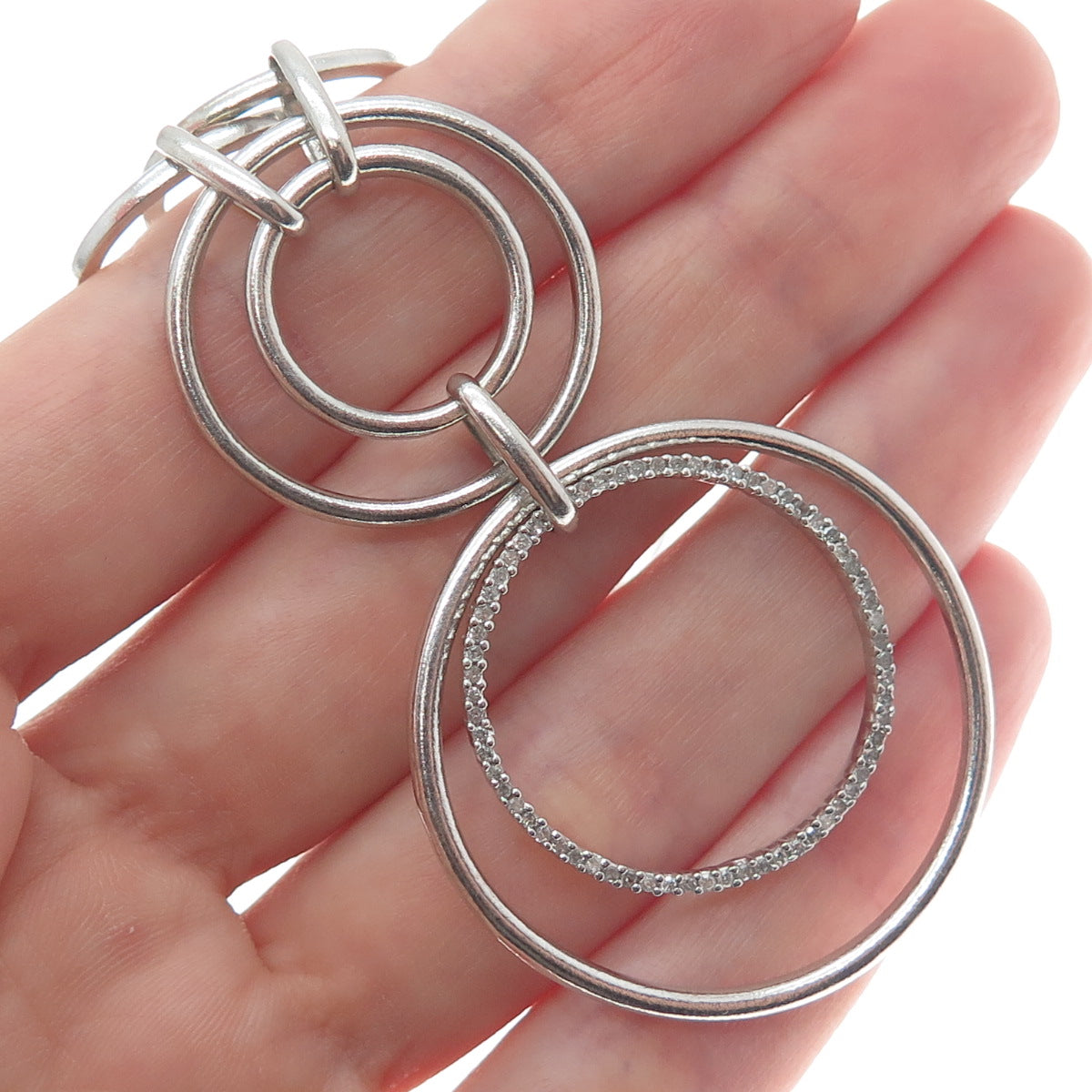 HN HENG NGAI Sterling Silver Real 1/3 CT. T.W. Diamond Circle Chain Necklace 16"