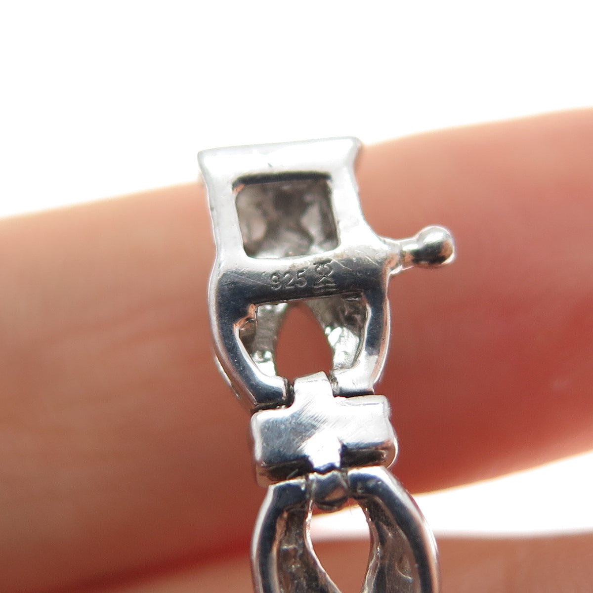 925 Sterling Silver Real Round-Cut Diamond Infinity Link Bracelet 7"