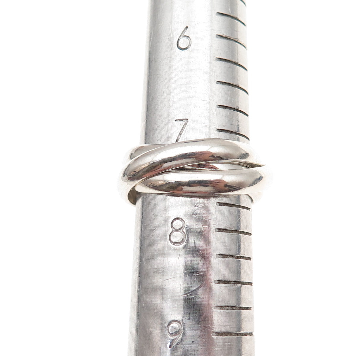 925 Sterling Silver Vintage Mexico Interlocked Trinity Band Ring Size 7.75