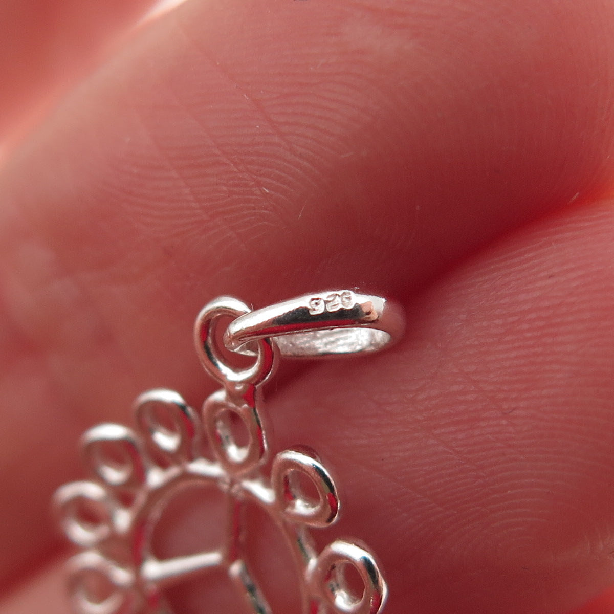 925 Sterling Silver Vintage Peace Symbol Swirl Charm Pendant