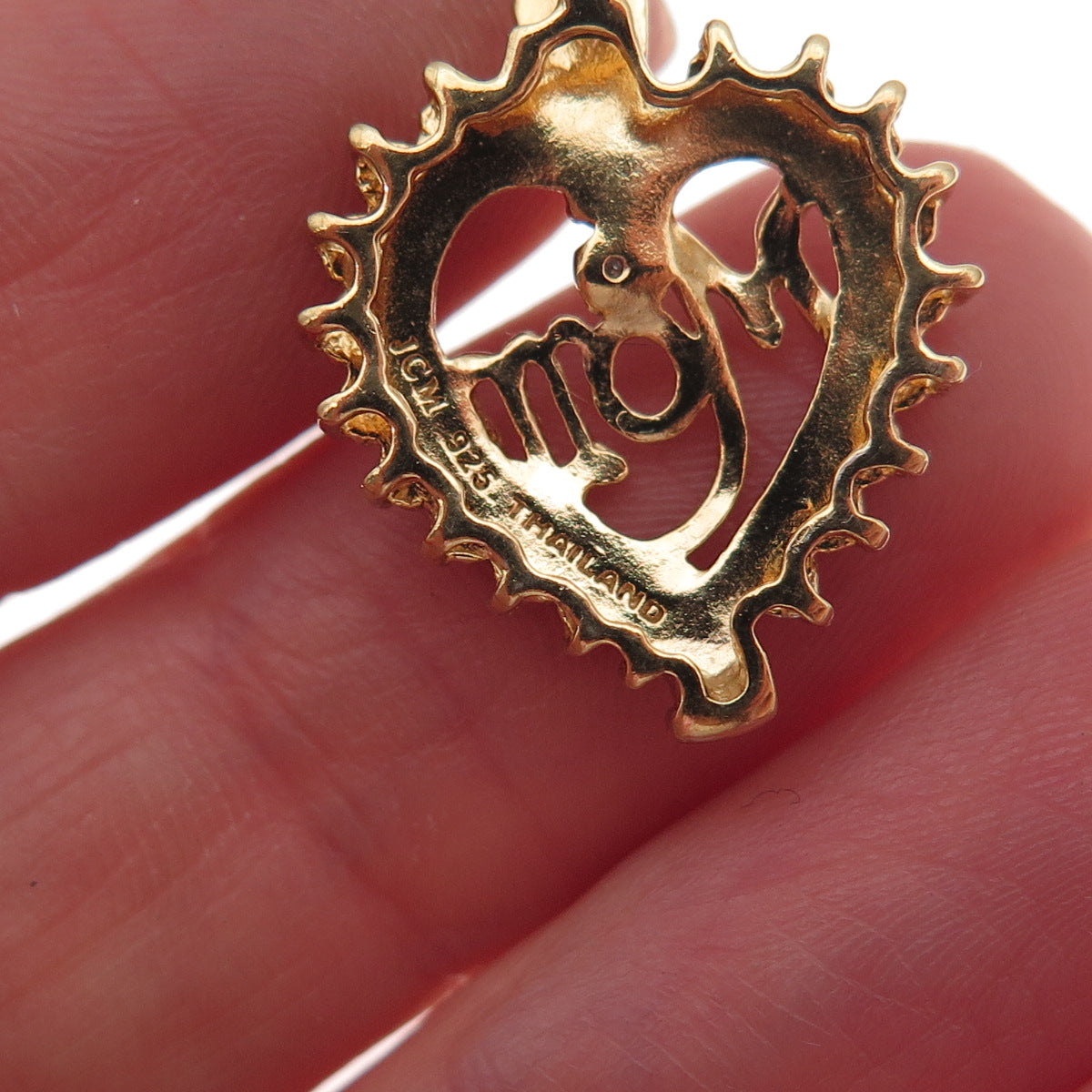 Jacmel Mauritius 925 Sterling Gold Plated Real Diamond Accent Mom Heart Pendant