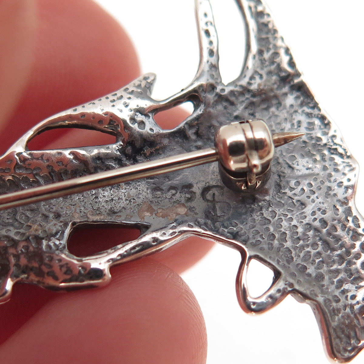 Shube 925 Sterling Silver Vintage Floral Lady Oxidized Pin Brooch