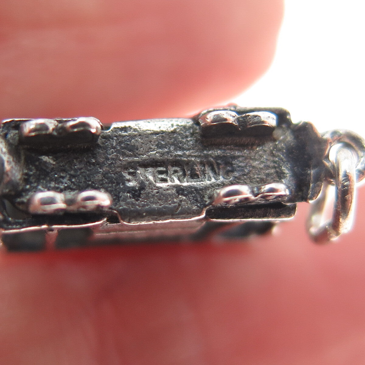 925 Sterling Silver Antique Art Deco City Tram Minimalist 3D Charm Pendant