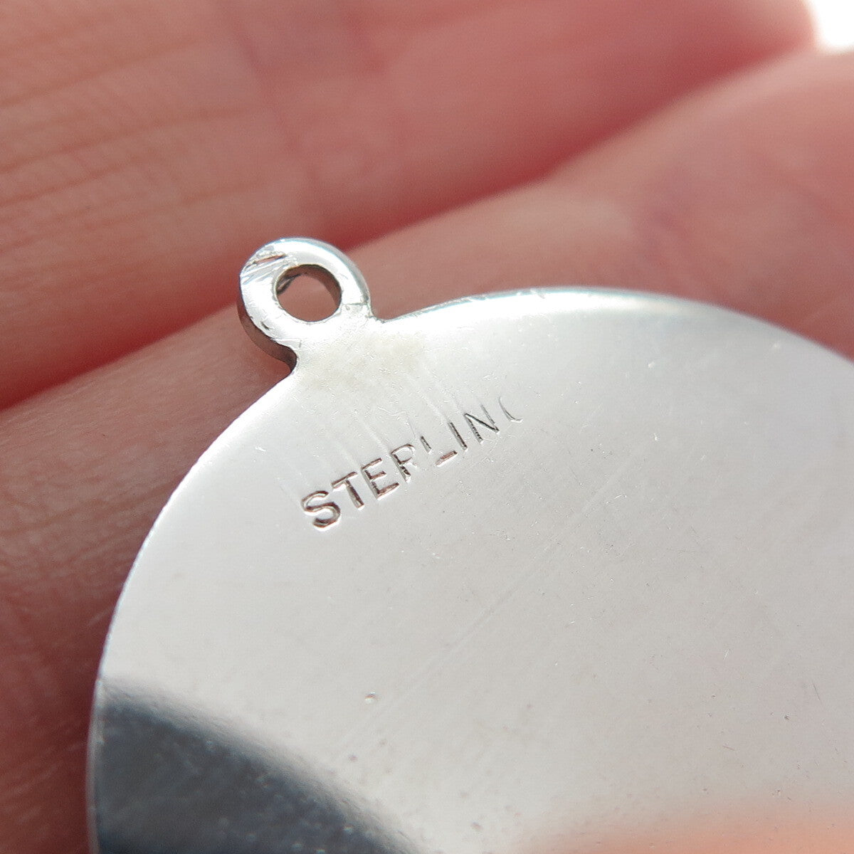 925 Sterling Silver Vintage Engraved Sweet 16 Round Tag Charm Pendant