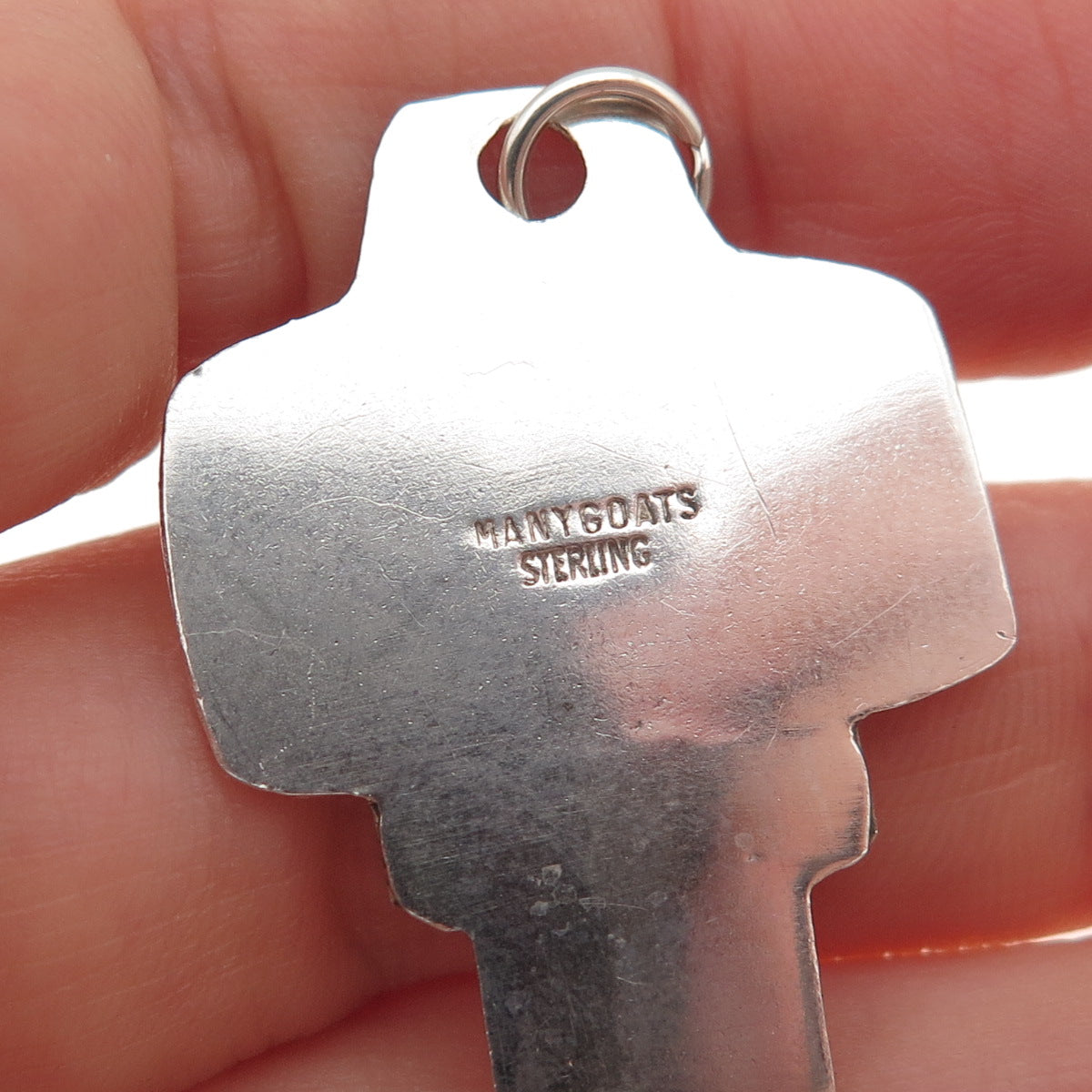 Benson Manygoats Navajo Old Pawn Sterling Vintage Key Pendant (missing stone)