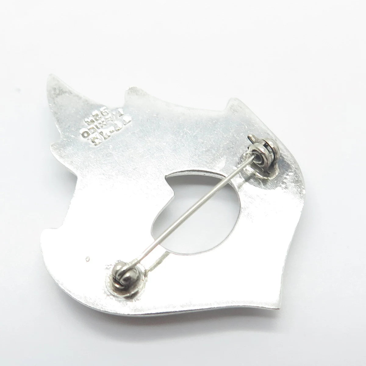 925 Sterling Silver Vintage Mexico Modernist Fire Pin Brooch