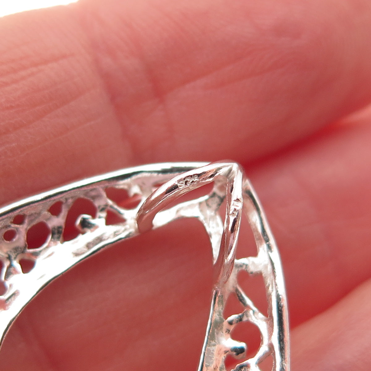 925 Sterling Silver Vintage Ornate Teardrop Slide Charm Pendant