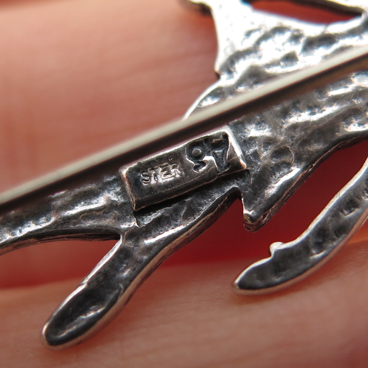 925 Sterling Silver Vintage Ballerina Oxidized Pin Brooch / Pendant
