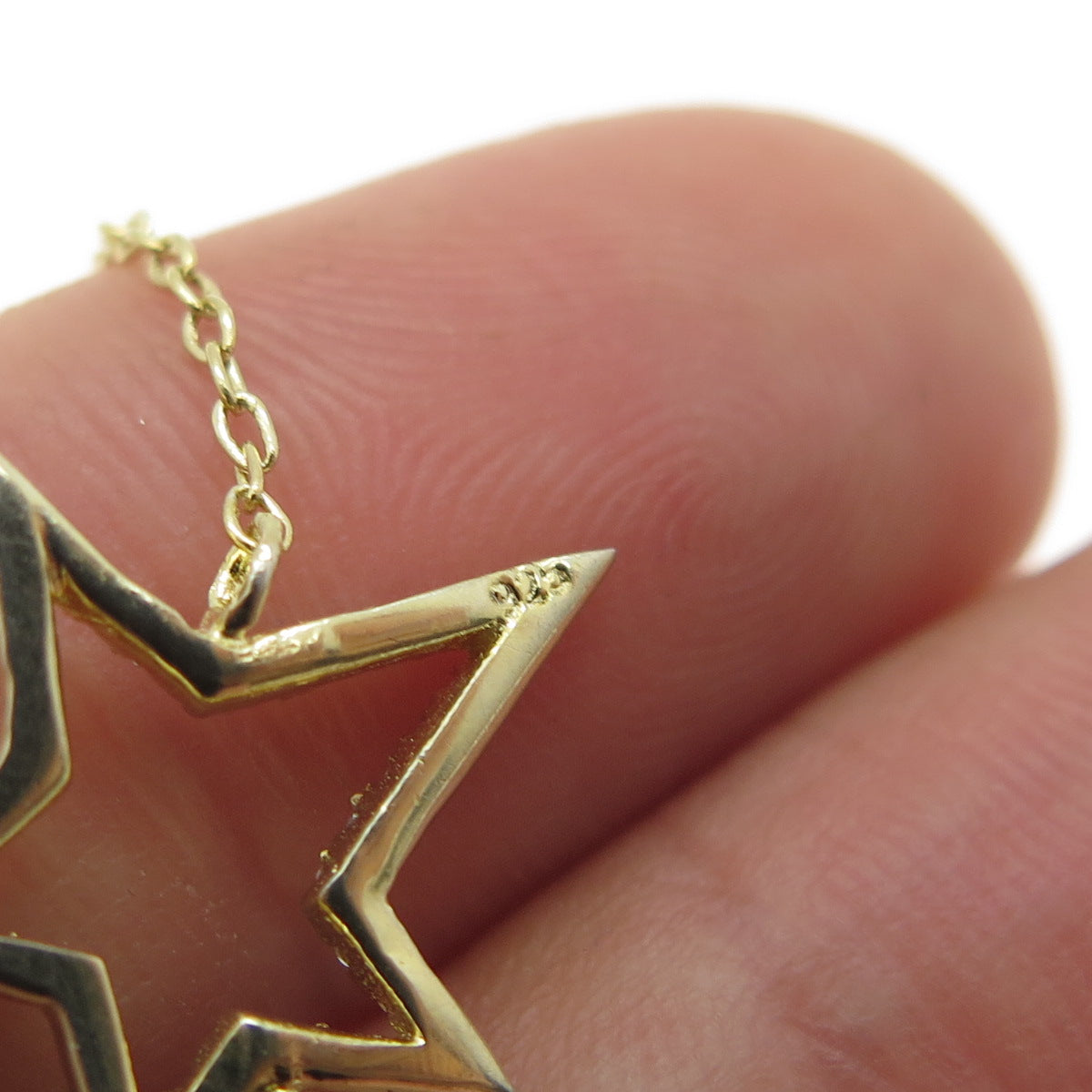 925 Sterling Silver Gold Plated Pave C Z Open Star Cable Link Bracelet 8.25"