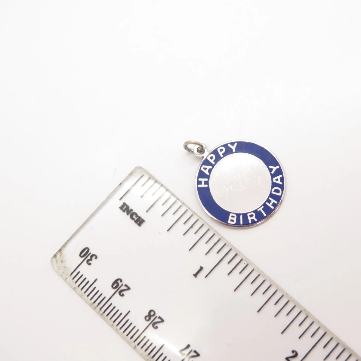 925 Sterling Silver Vintage Enamel "Happy Birthday" Charm Pendant