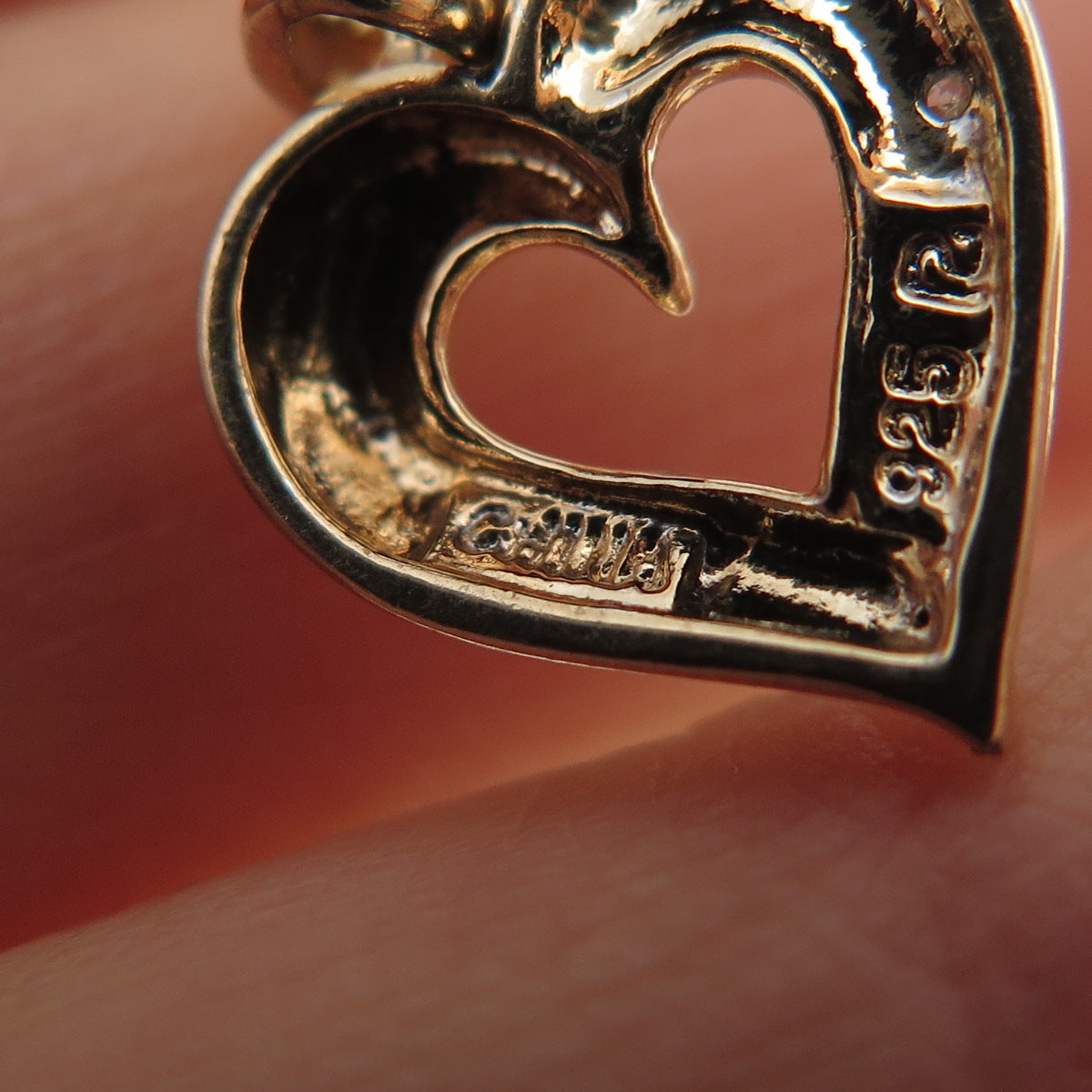 ROSS SIMONS Sterling Silver Gold Plated Real Diamond Accent Heart Mini Pendant