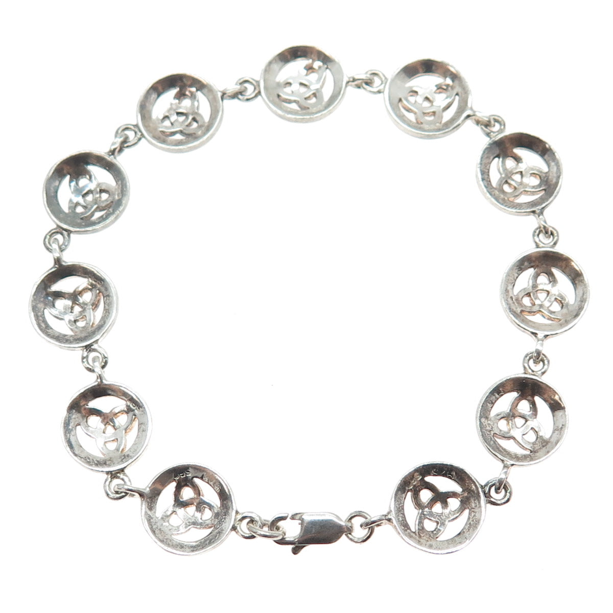 SG SEA GEMS Sterling Silver Vintage Celtic Trinity Knot Oxidized Bracelet 7.5"