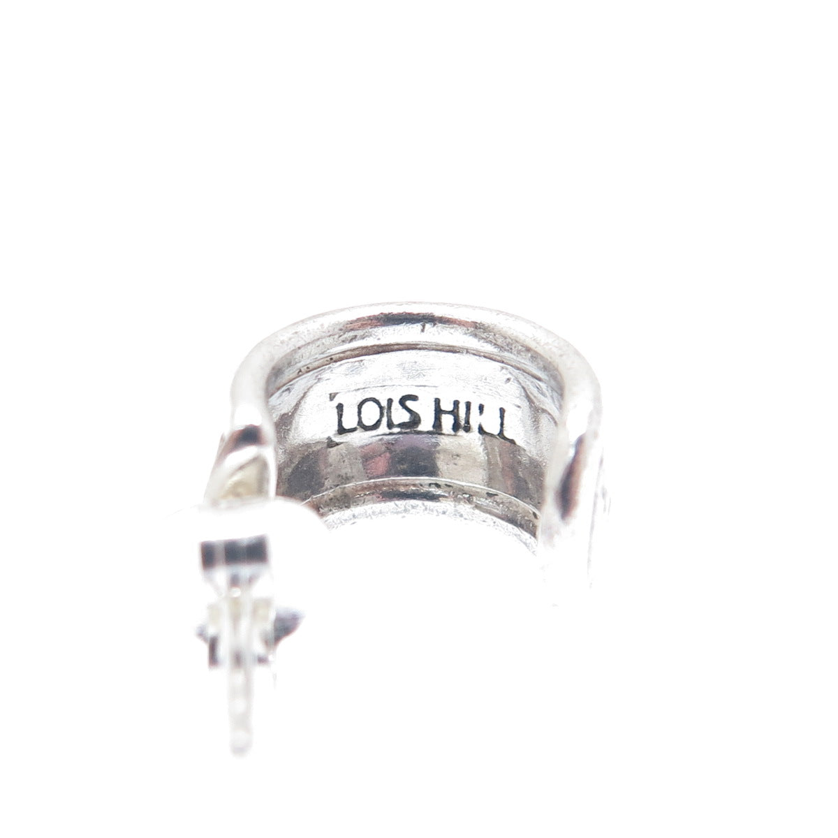 LOIS HILL 925 Sterling Silver Vintage Signature Scroll Hoop Earrings