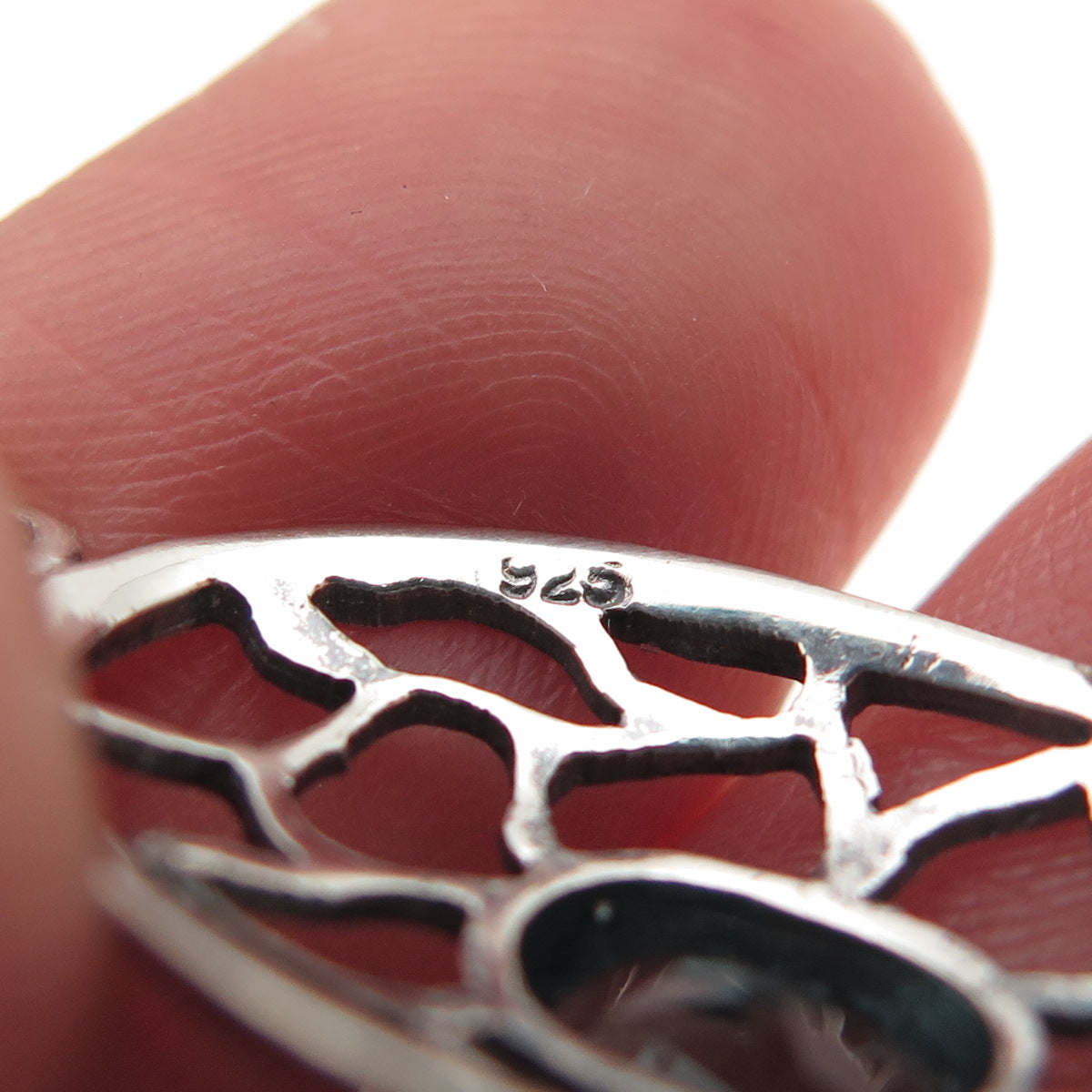 925 Sterling Silver Vintage Real Oval-Cut Blue Topaz Ornate Charm Pendant