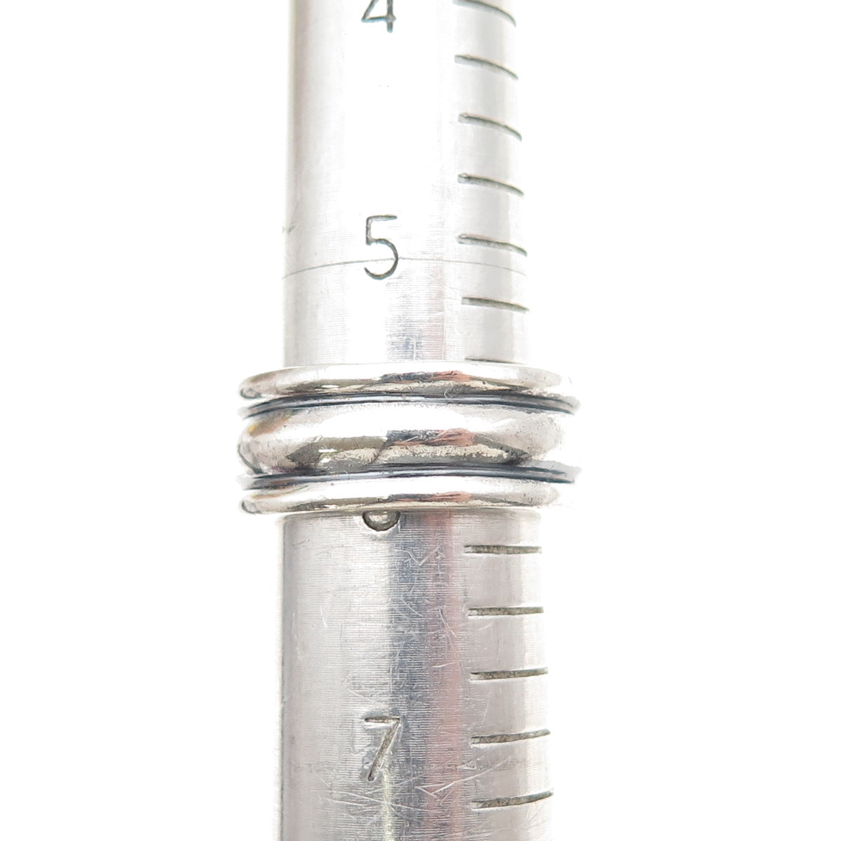 925 Sterling Silver Vintage Modernist Ribbed Oxidized Band Ring Size 6