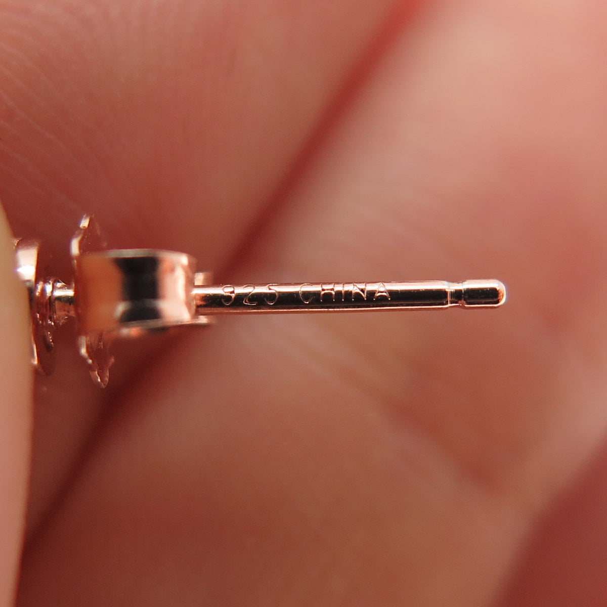 925 Sterling Silver Rose Gold Plated Round-Cut C Z Stud Earrings