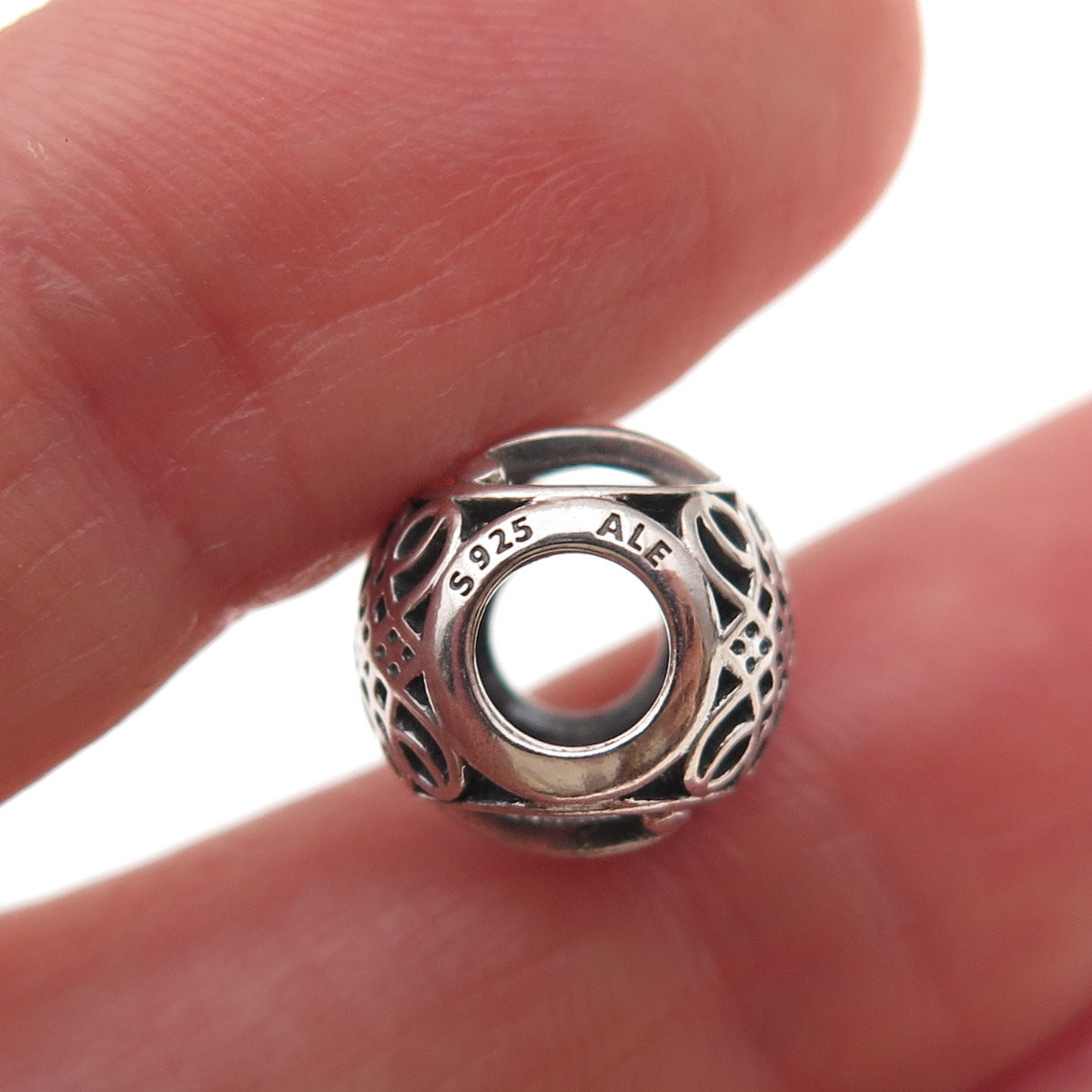 Pandora 925 Sterling Silver C Z Letter V Initial Slide Bead Charm
