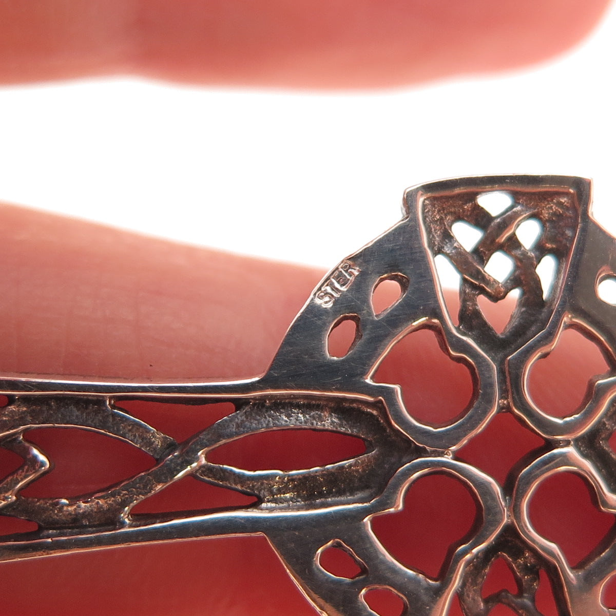 925 Sterling Silver Vintage Celtic Trinity Cross Oxidized Charm Pendant