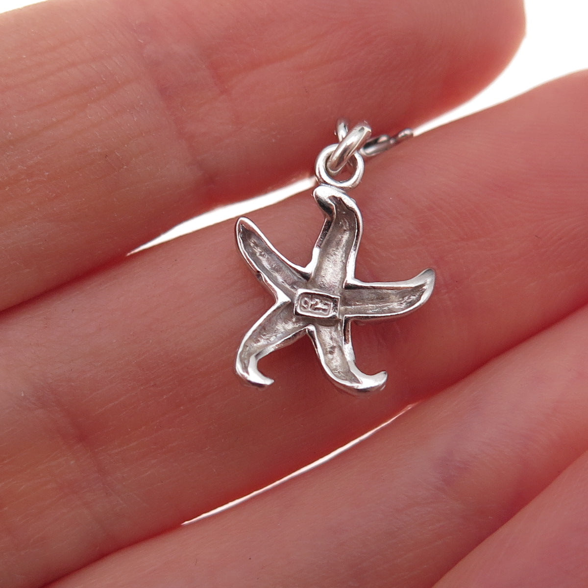 925 Sterling Silver Vintage Starfish Spring Ring Lock Charm Pendant