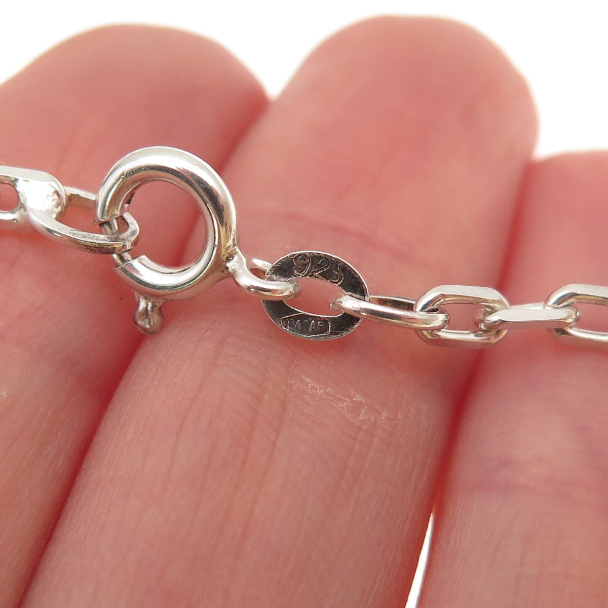 925 Sterling Silver Vintage Italy Enamel Anchor Mariner Cable Chain Necklace 30"