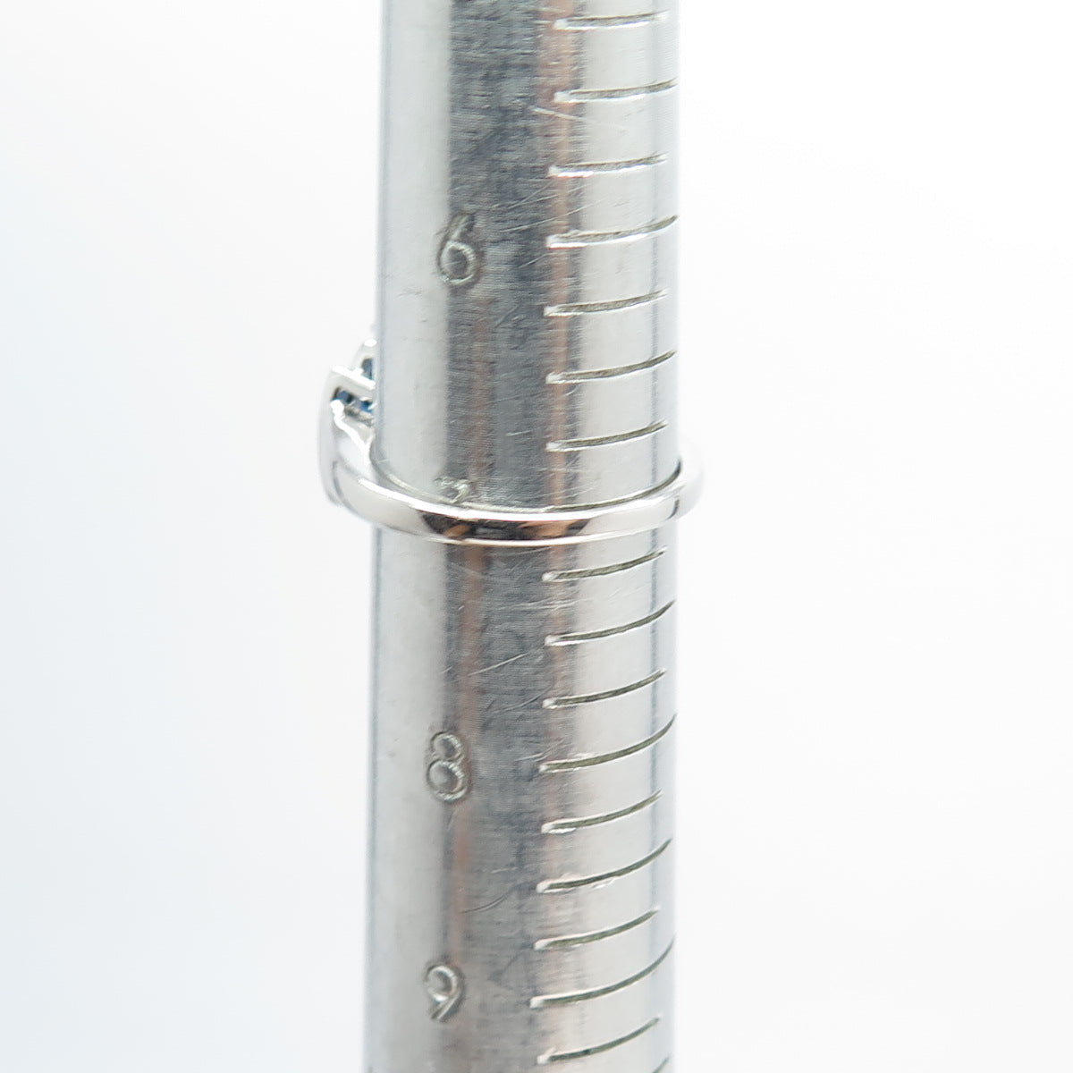 925 Sterling Silver Oval-Cut Ocean Blue C Z & Black Spinel Ring Size 7