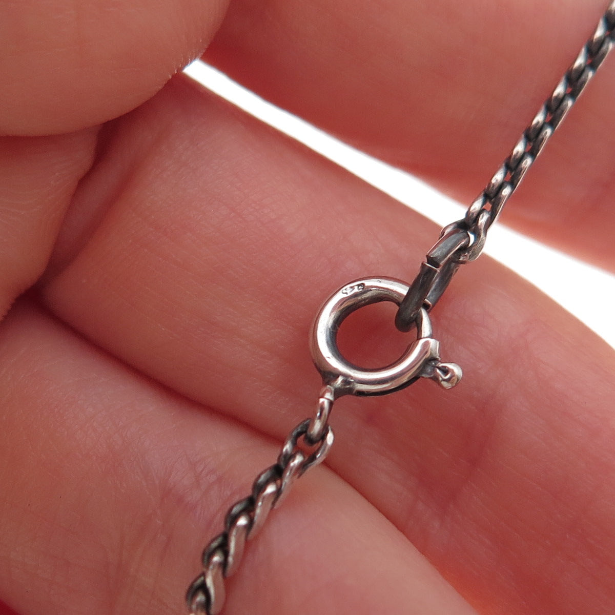 925 Sterling Silver 2-Tone Vintage Bar S-Shape Chain Necklace 16"