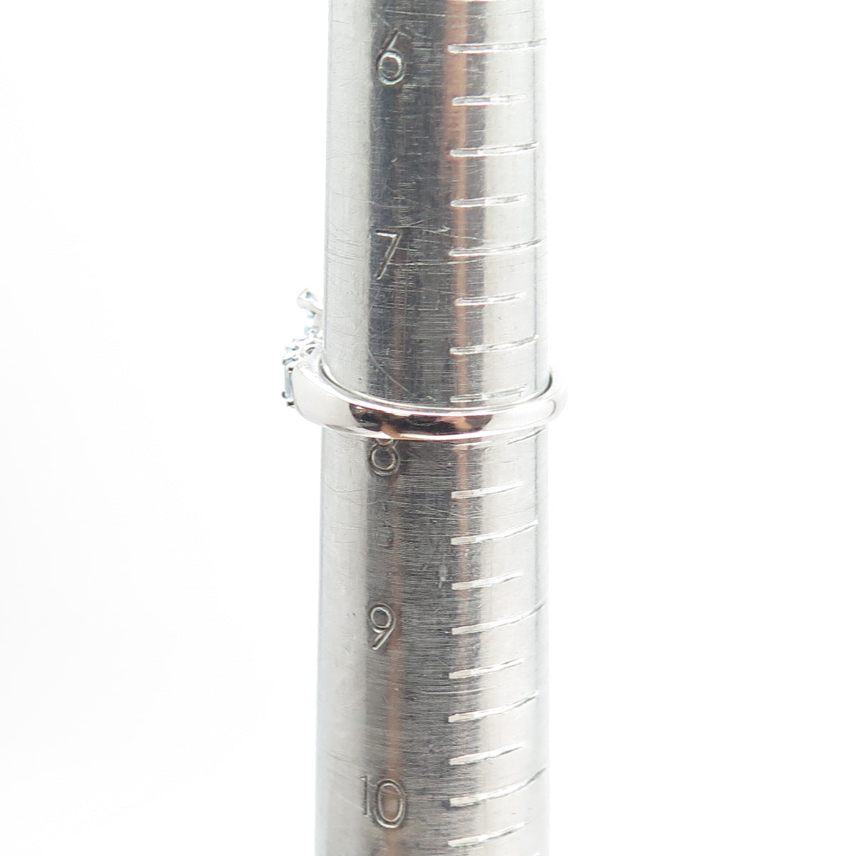 925 Sterling Silver Real Emerald-Cut Blue Topaz Engagement Ring Size 8