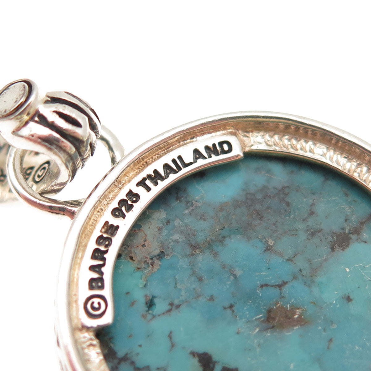 Barse 925 Sterling Silver Vintage Real Cabochon Kingman Turquoise Pendant