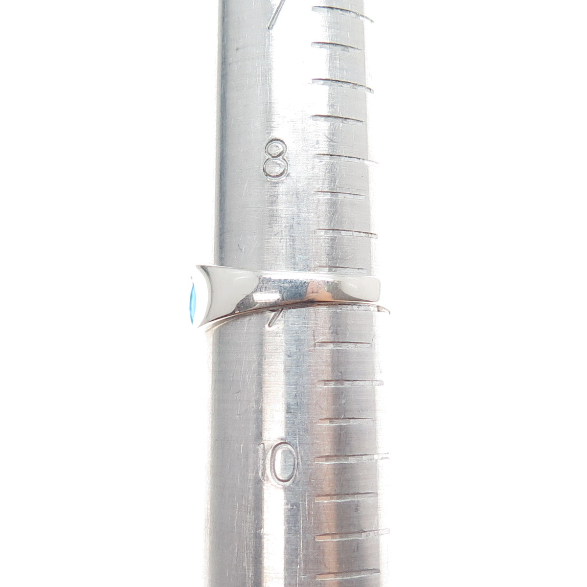 925 Sterling Silver Vintage Real Oval-Cut Swiss Blue Topaz Modernist Ring Size 9