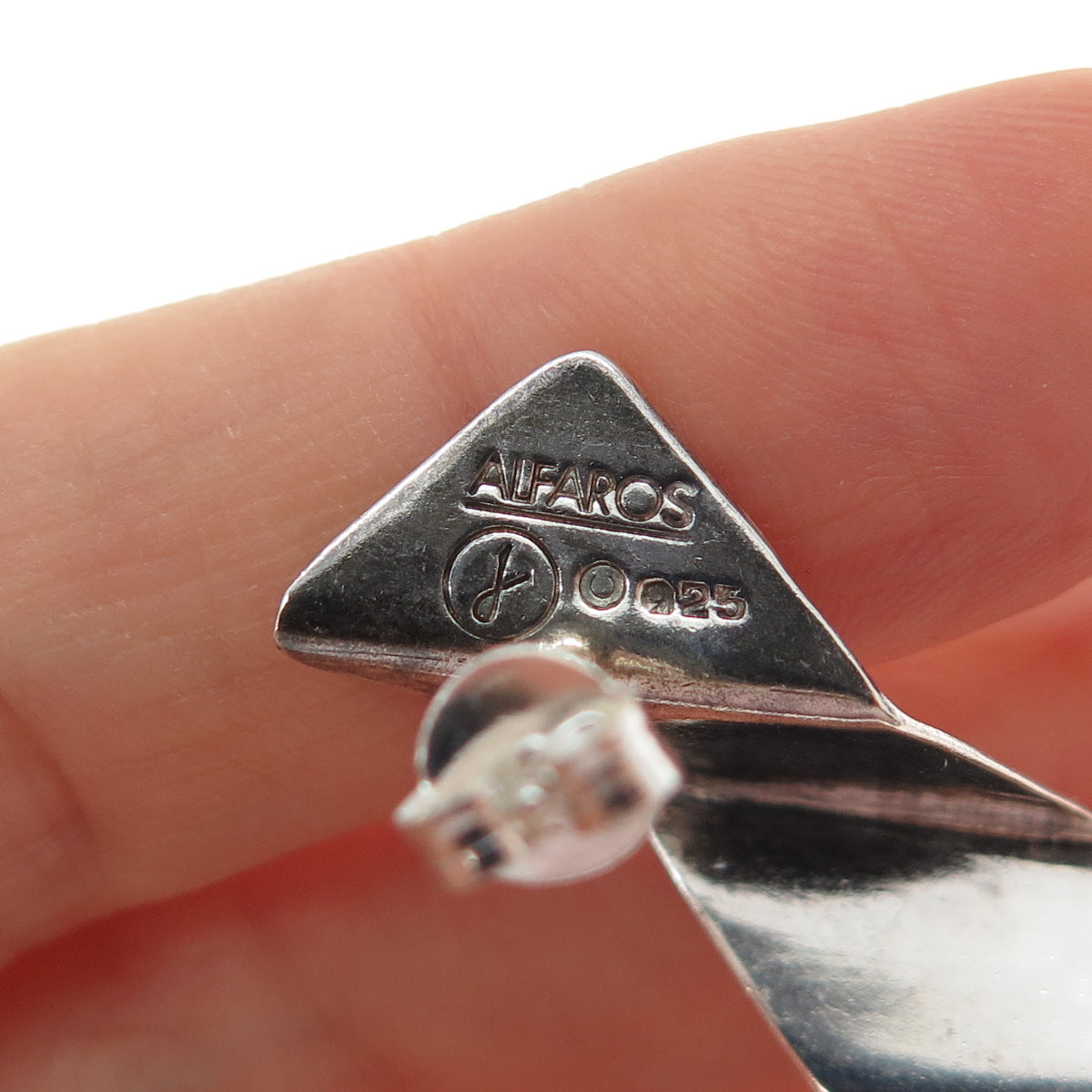 VICTOR ALFARO 925 Sterling Silver Vintage Modernist Bar Drop Earrings