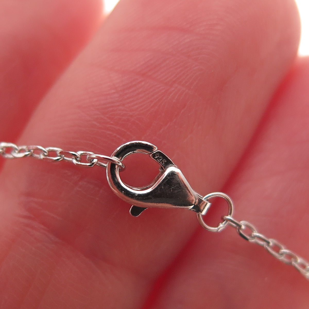 925 Sterling Silver Round-Cut C Z V-Shape Tassel Cable Chain Necklace 24"