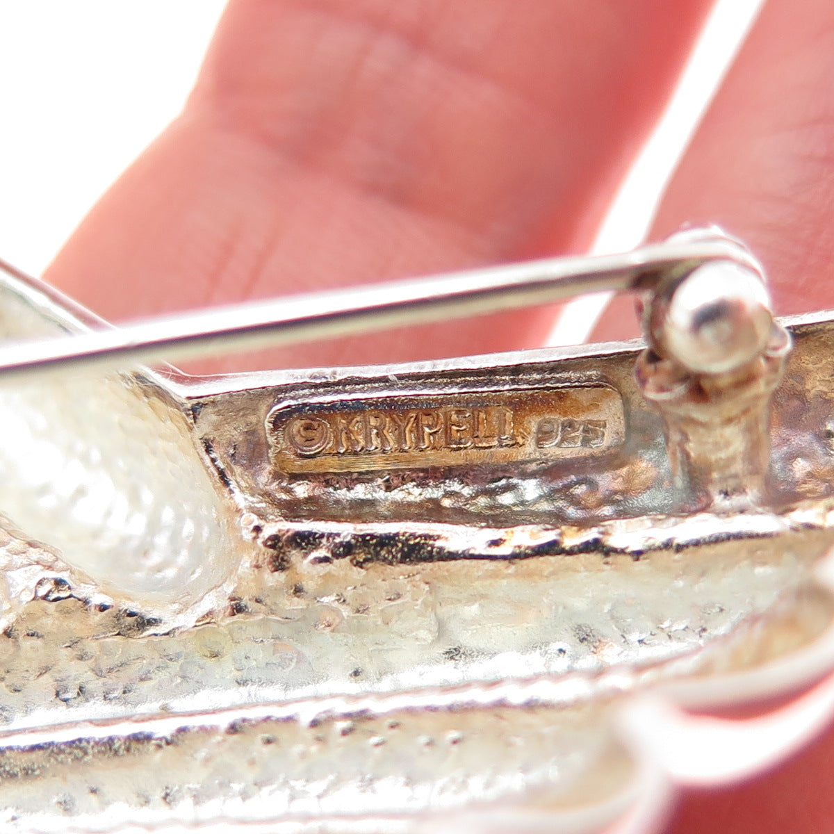 KRYPELL 925 Sterling Silver Vintage Modernist Oxidized Pin Brooch