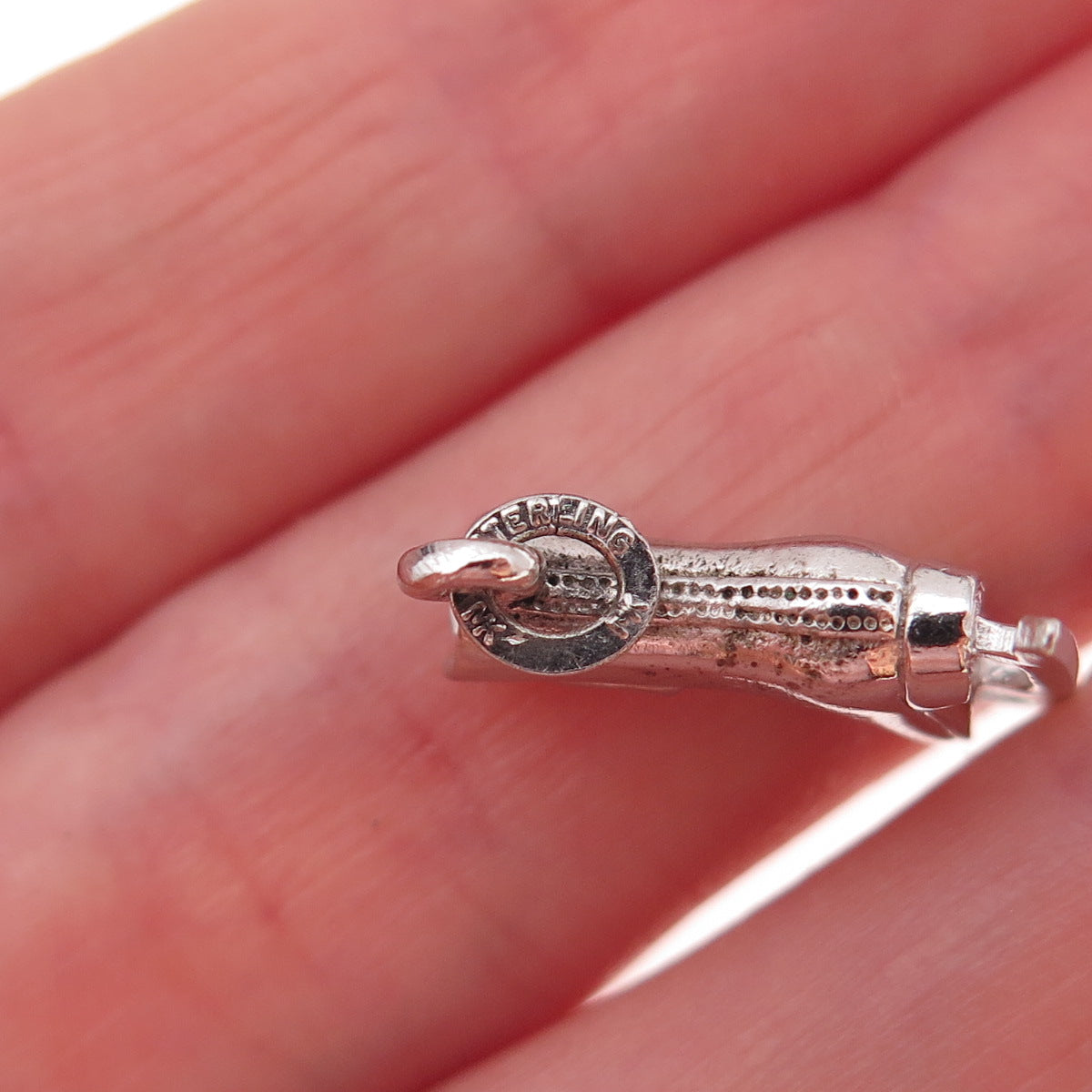 925 Sterling Silver Vintage Ice Skating Shoe Oxidized 3D Charm Pendant