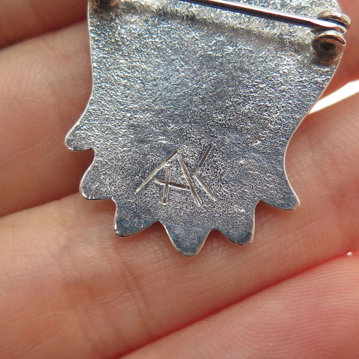 ALVIN THOMPSON Old Pawn 925 Sterling Silver Vintage Angel Pin Brooch / Pendant