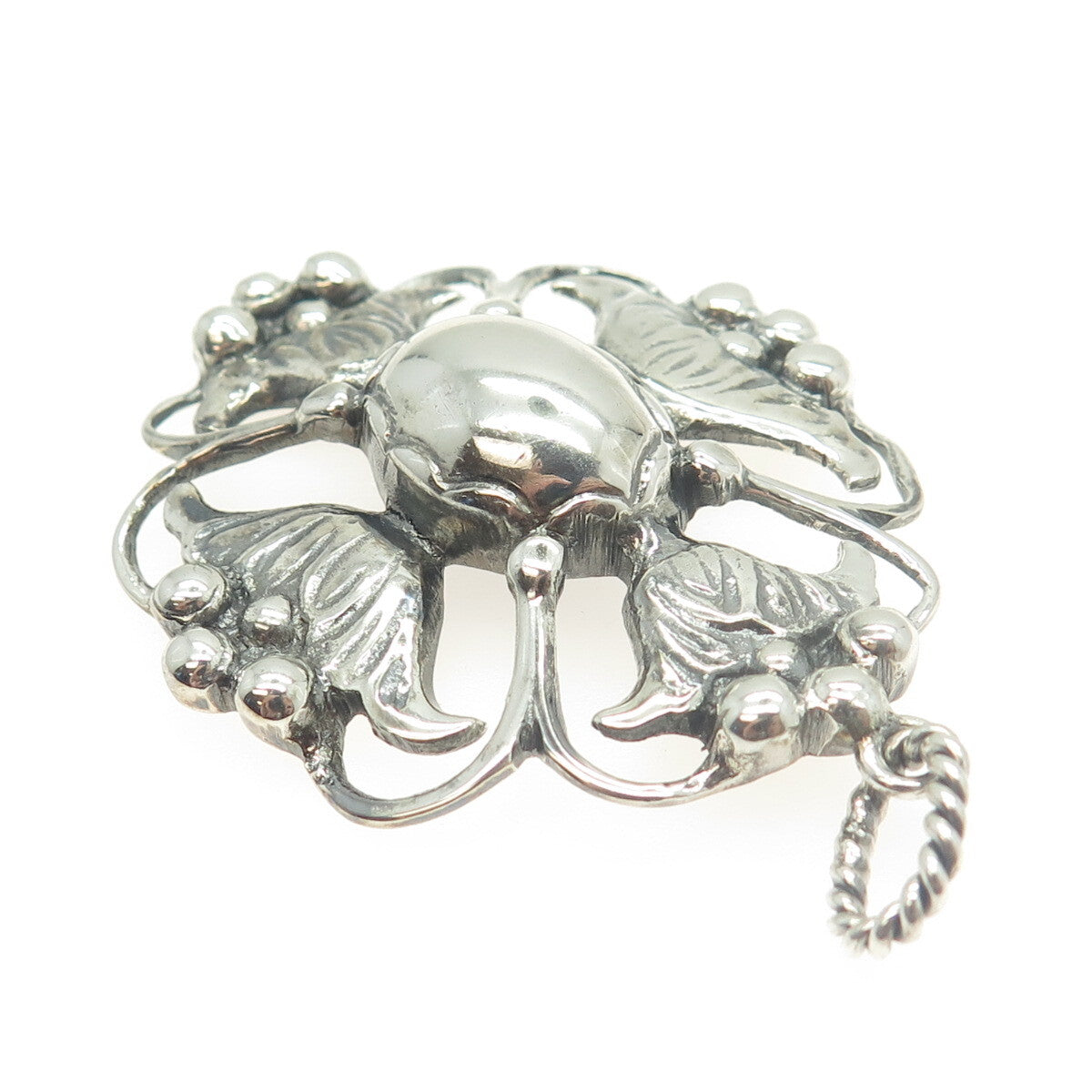925 Sterling Silver Antique Art Deco Cross Floral Handcrafted Pendant
