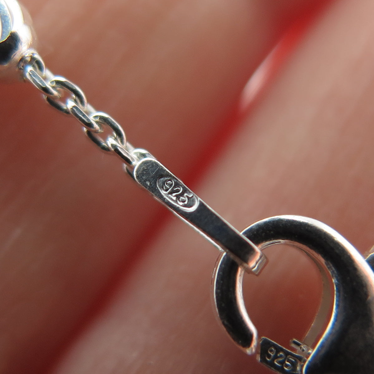 925 Sterling Silver Italy Diamond-Cut Bead Station Cable Anklet / Bracelet 10"